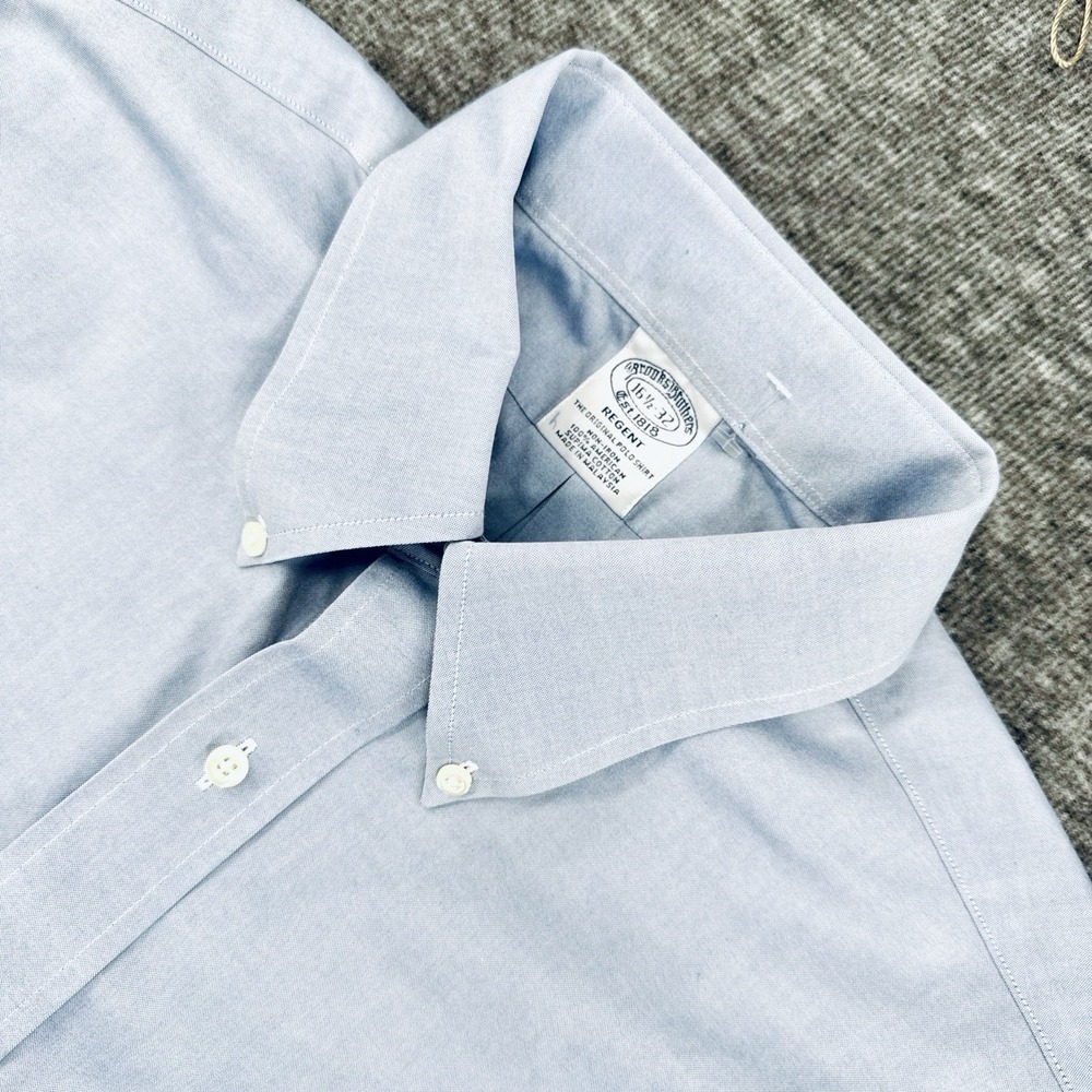 Brooks Brothers Regent Non Iron Mens Dress Shirt 16.5 32 Blue Oxford Button Down